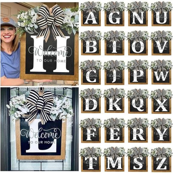 16'' Personalized Last Name Welcome Sign, Door Wreaths for Front Door, (A) - Picture 3 of 4